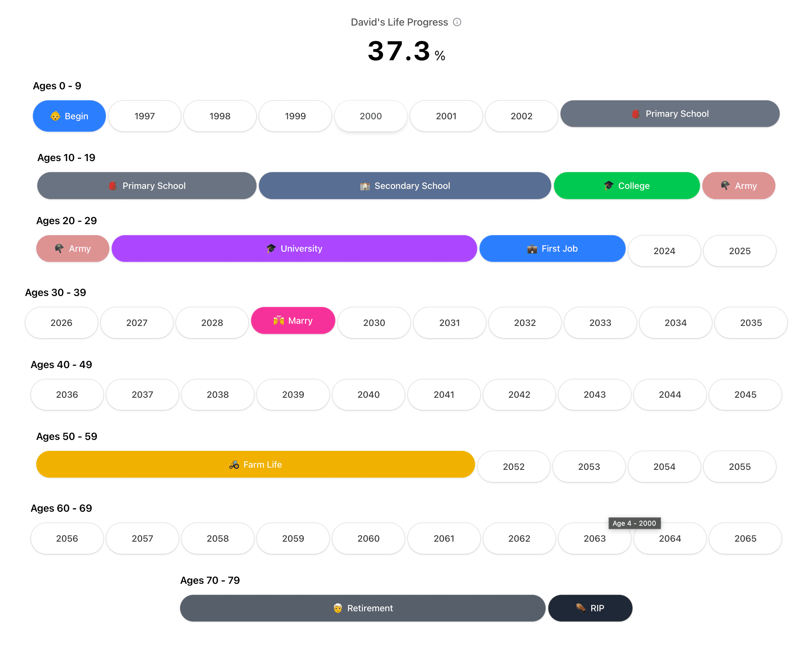 Life Timeline Visualization